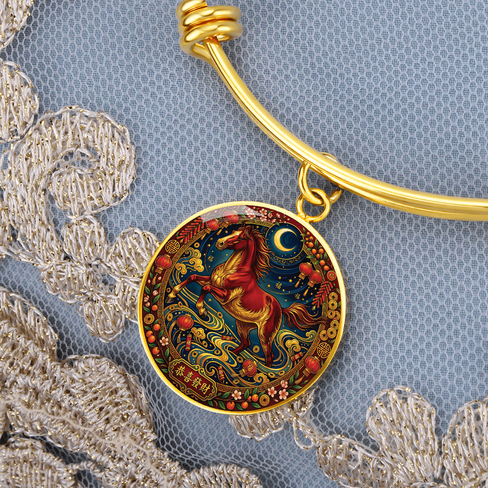 Year of The Horse Bracelet - Chinese Zodiac Animal Charm Pendant Jewelry