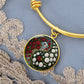 Carnation Yin Yang Bracelet - January Birth Month Flower Pendant Jewelry
