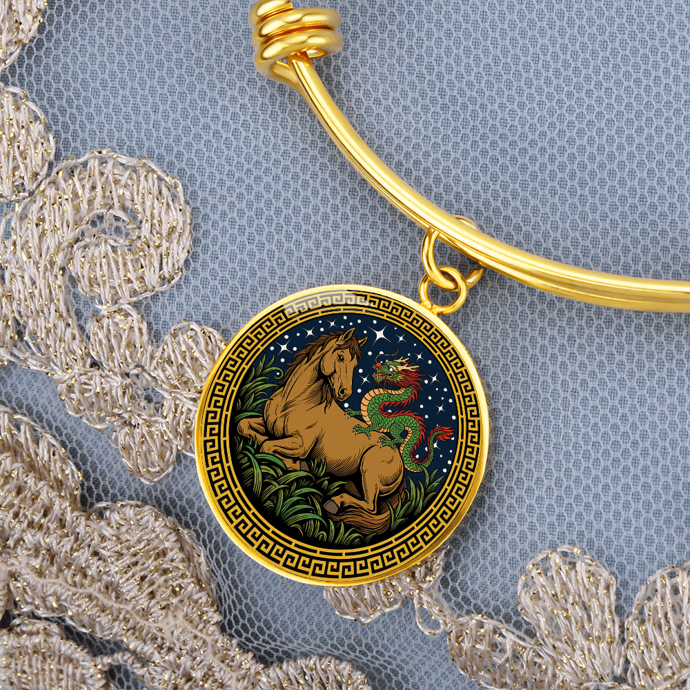 Dragon and Horse Bracelet - Couples Chinese Zodiac Animal Pendant Jewelry