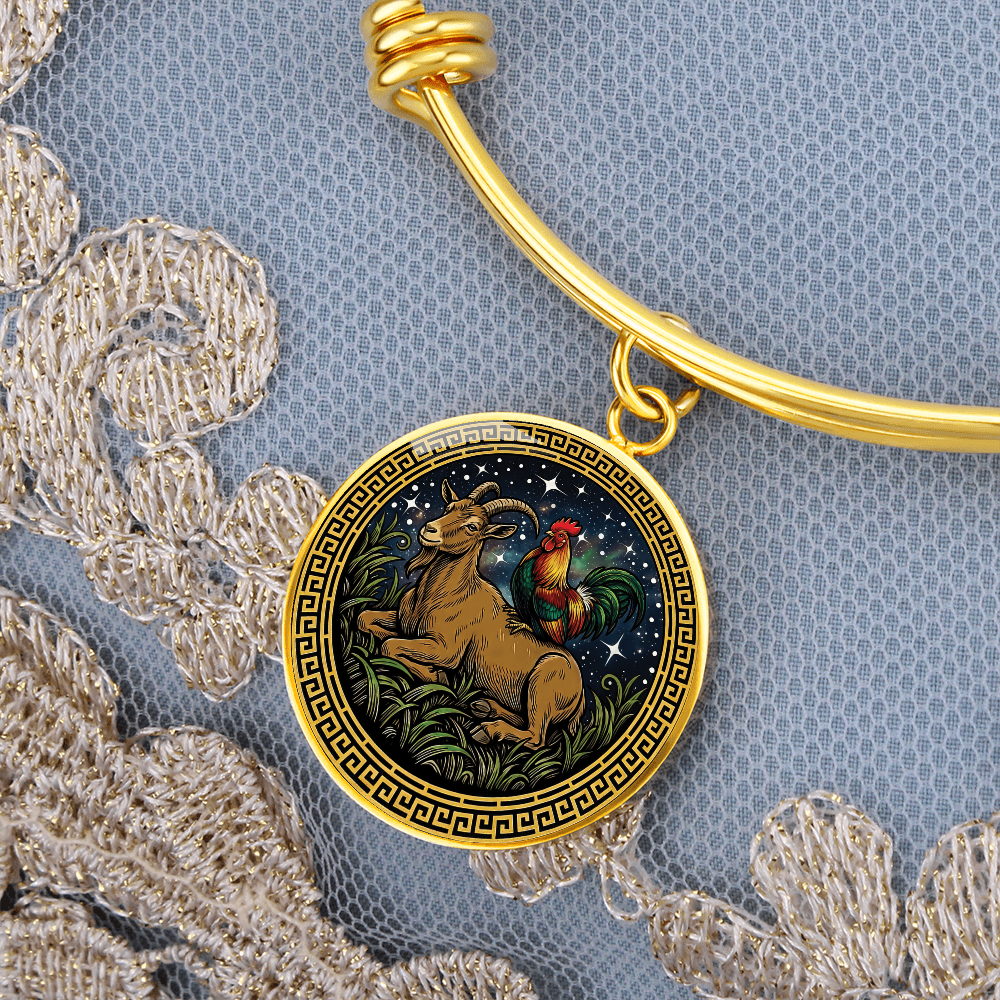 Rooster & Goat Bracelet - Couples Chinese Zodiac Animal Pendant Jewelry