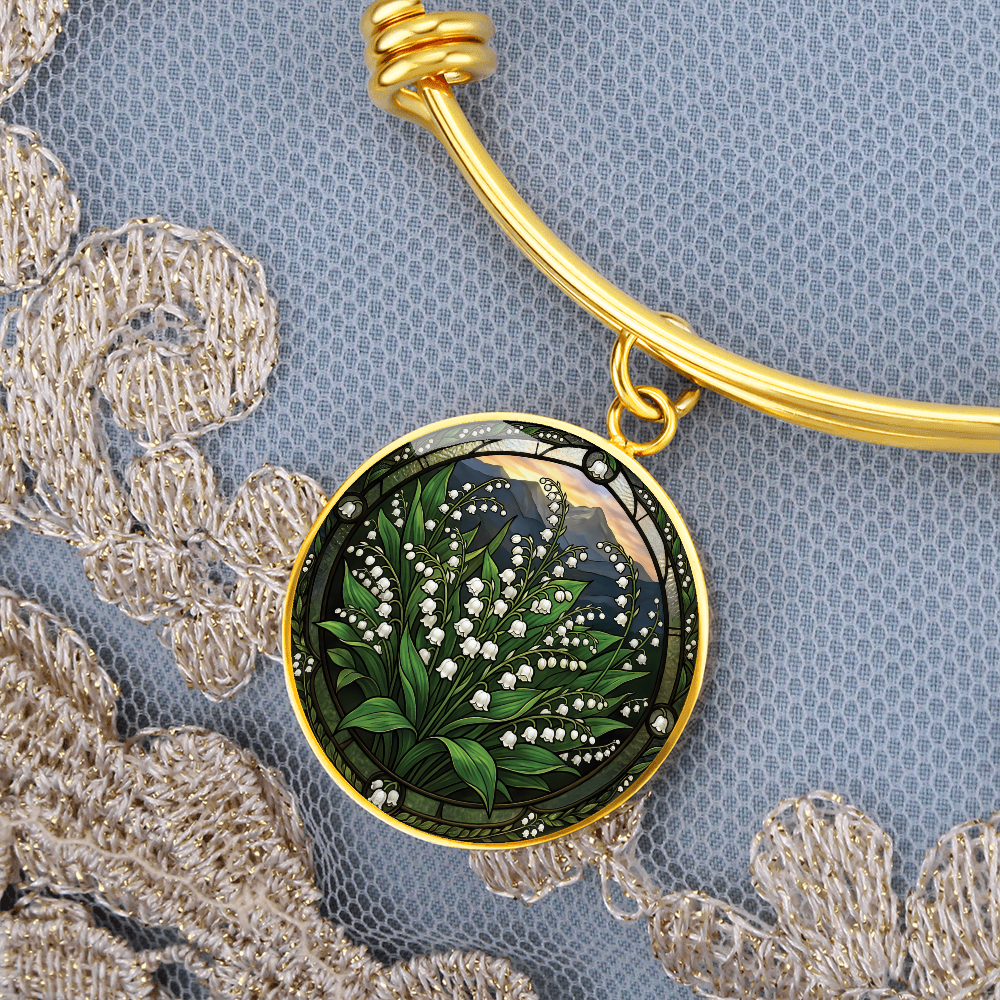 White Lily of the Valley Bracelet - May Birth Flower Pendant Jewelry