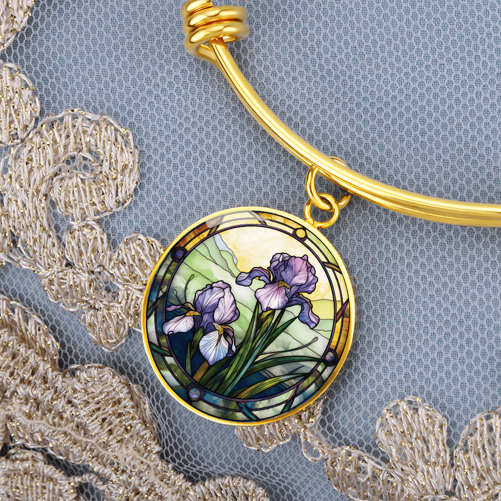 Iris Bracelet - February Birth Flower Pendant Jewelry
