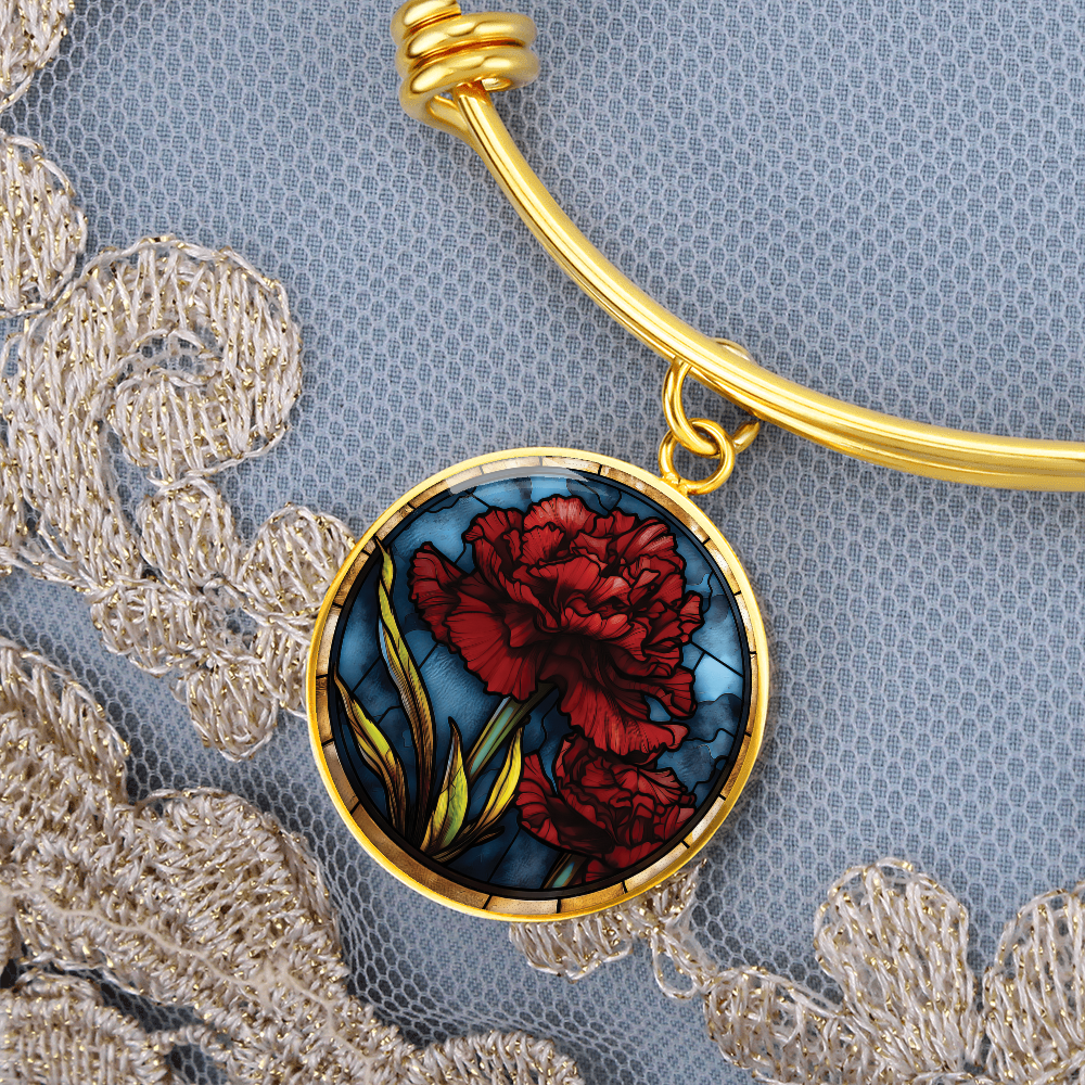 Carnation Bracelet - January Birth Flower Pendant Jewelry