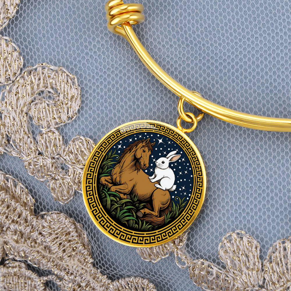 Rabbit and Horse Bracelet - Couples Chinese Zodiac Animal Pendant Jewelry