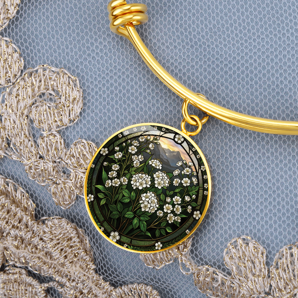White Hawthorn Bracelet - May Birth Flower Pendant Jewelry
