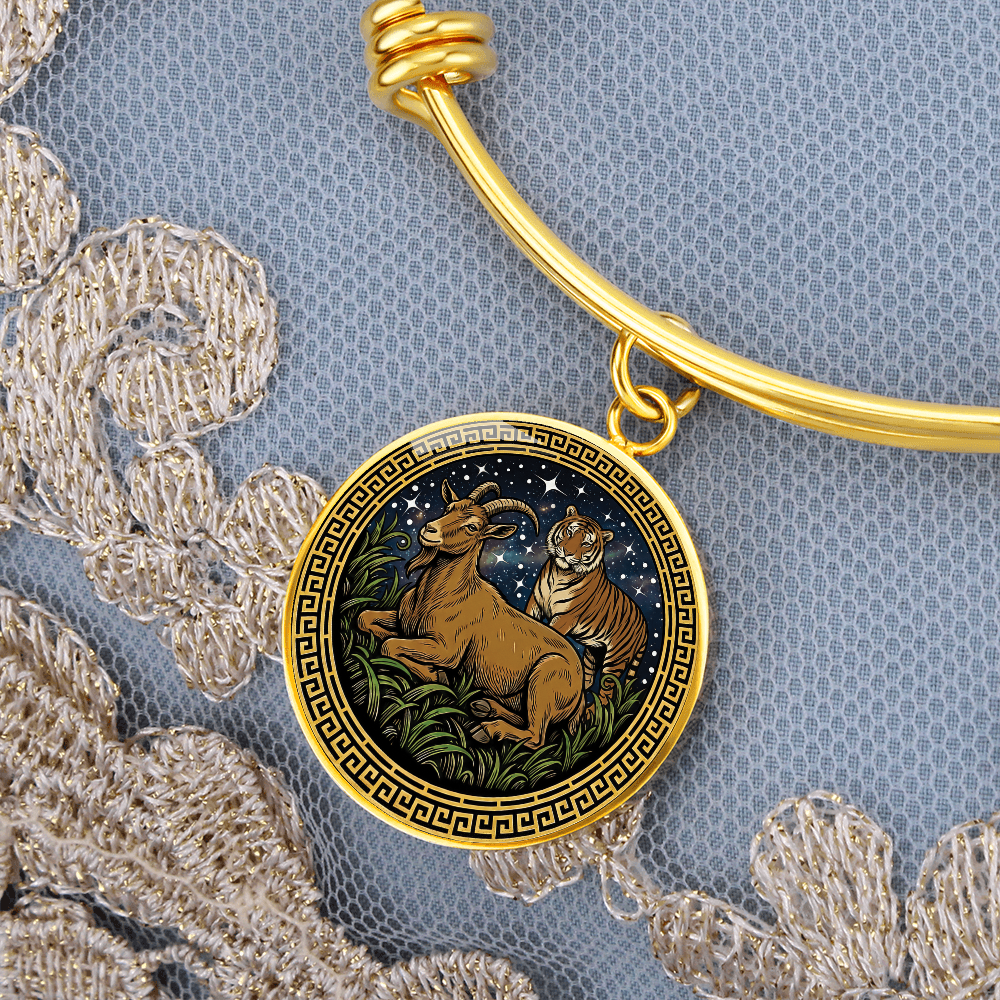 Tiger & Goat Bracelet - Couples Chinese Zodiac Animal Pendant Jewelry