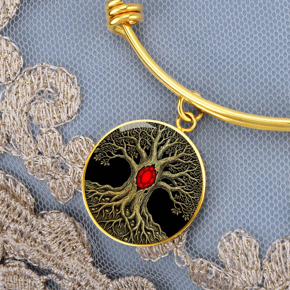 Tree of Life Bracelet - Red Birthstone Design