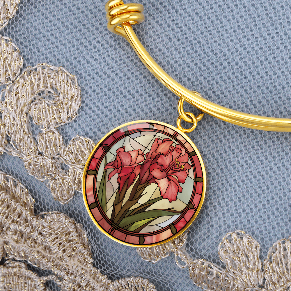 Gladiolus Bracelet - August Birth Flower Pendant Jewelry