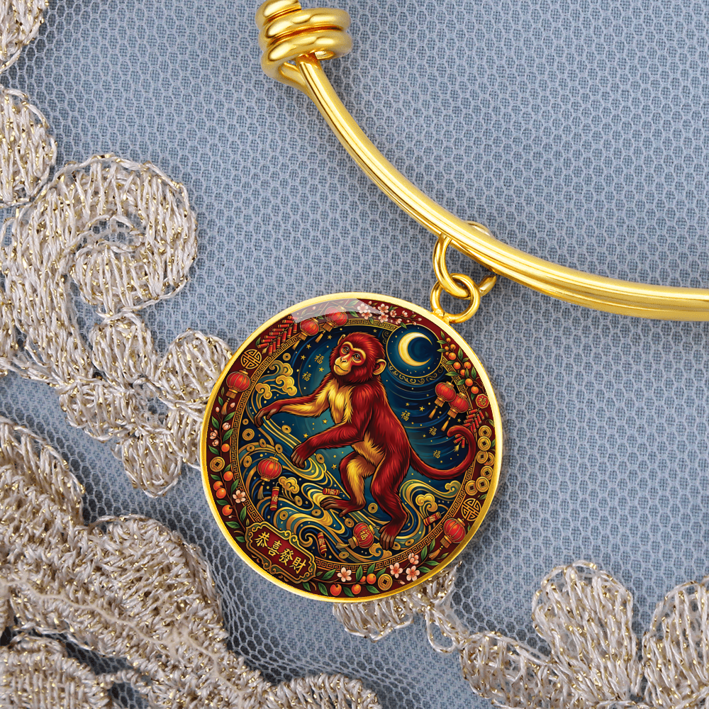 Year of The Monkey Bracelet - Chinese Zodiac Animal Charm Pendant Jewelry