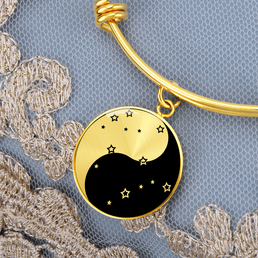 Gemini Yin Yang Pendant Bracelet - Zodiac Constellation Jewelry