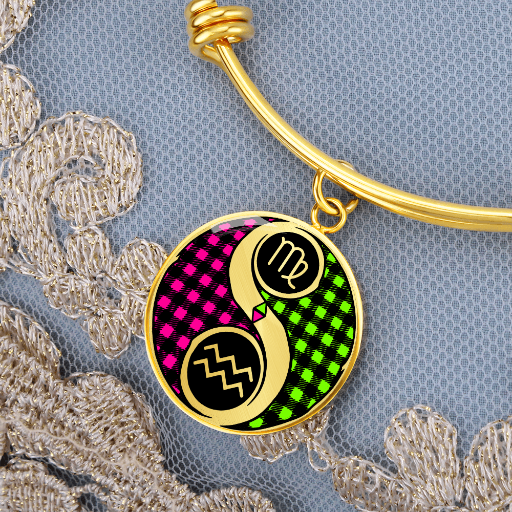 Virgo & Aquarius Bracelet - Couples Zodiac Yin Yang Pendant Jewelry