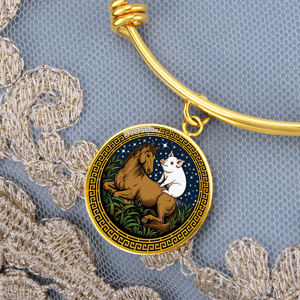 Pig and Horse Bracelet - Couples Chinese Zodiac Animal Pendant Jewelry