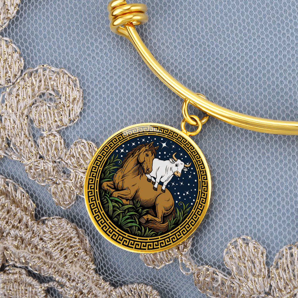 Ox and Horse Bracelet - Couples Chinese Zodiac Animal Pendant Jewelry