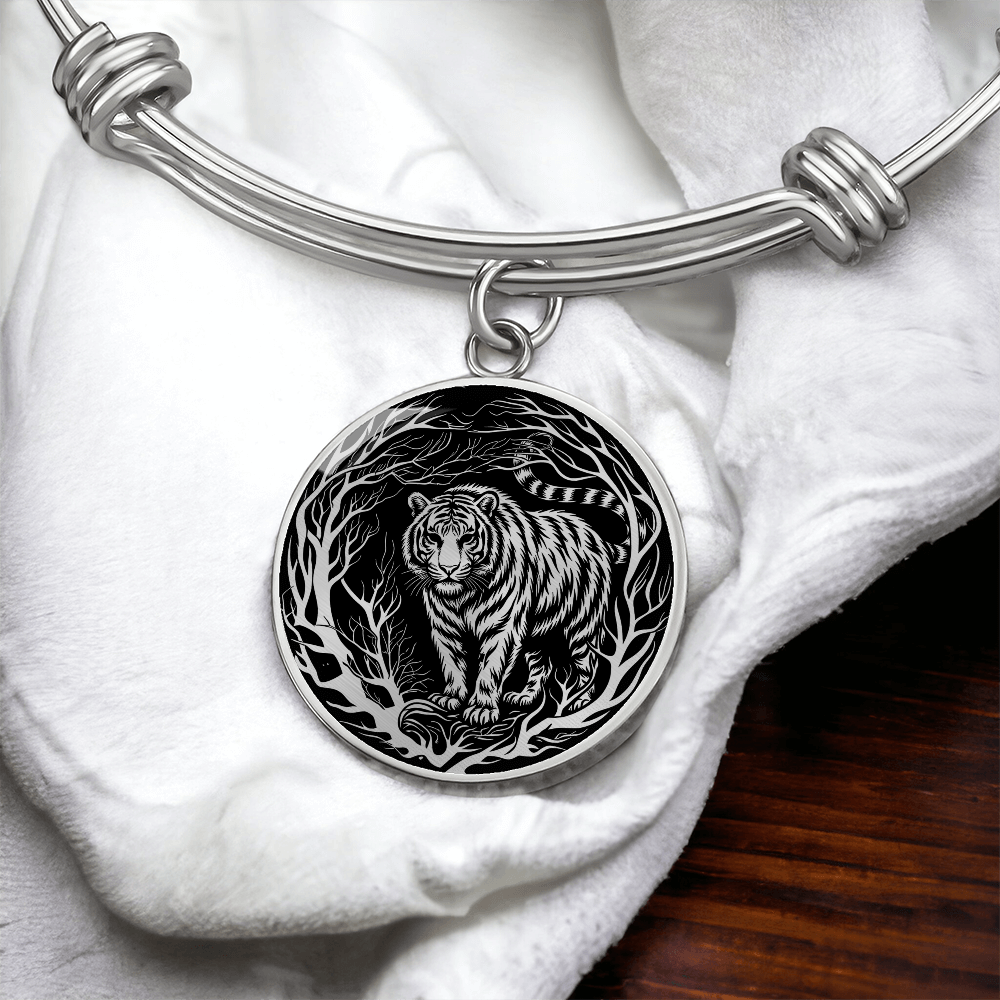 Silver Tiger Bracelet - Forest Charm Pendant Jewelry