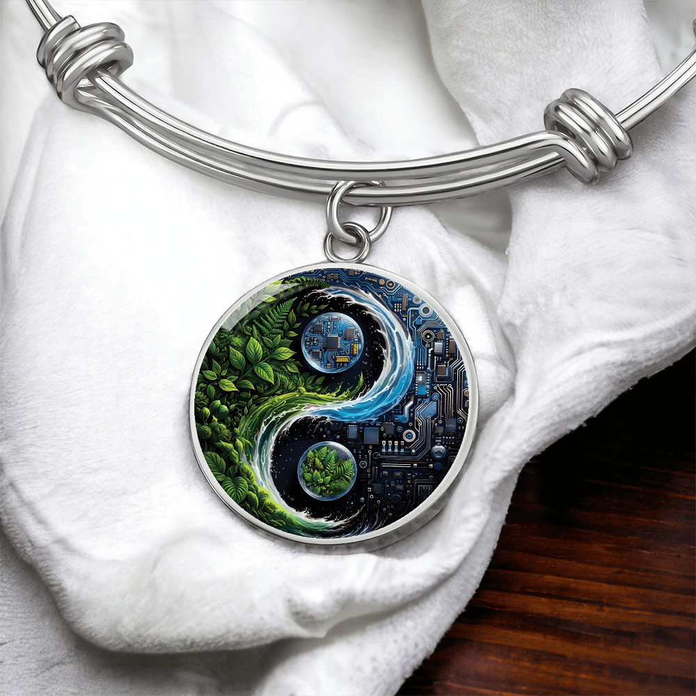 Nature & Circuit Yin Yang Pendant Bracelet