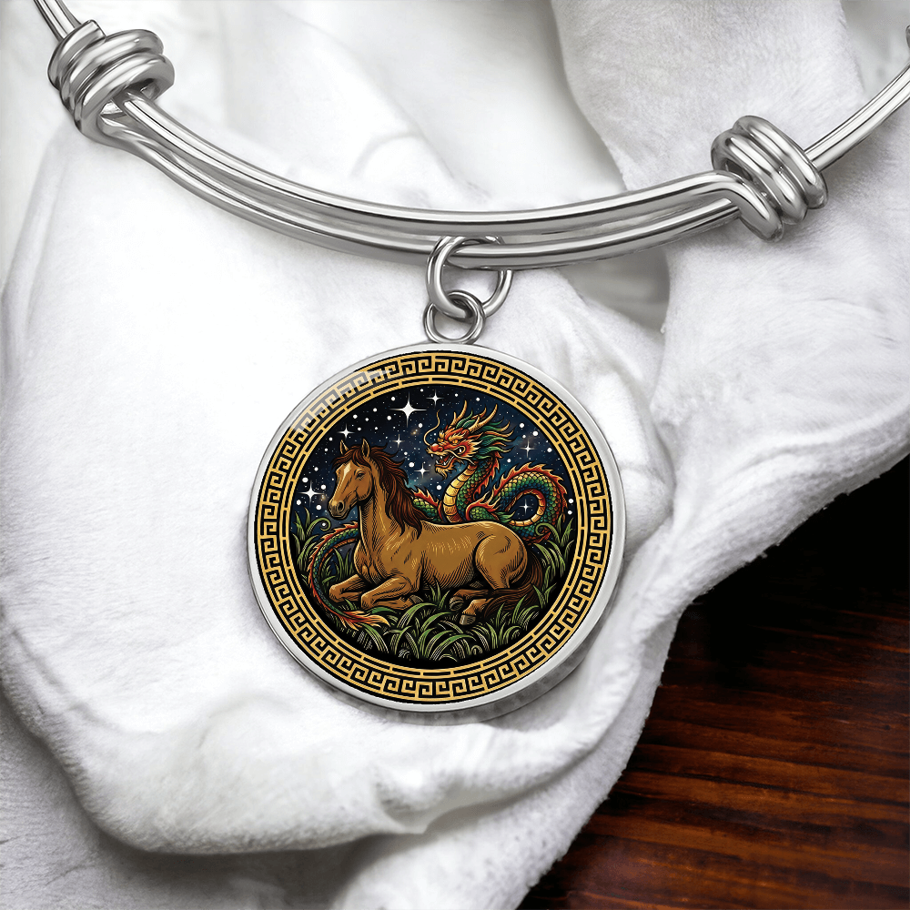 Dragon & Horse Bracelet - Couples Chinese Zodiac Animal Pendant Jewelry