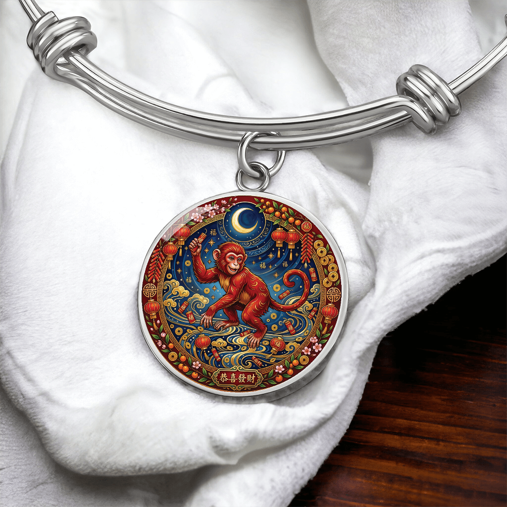 Year of The Monkey Bracelet - Chinese Zodiac Animal Charm Pendant Jewelry
