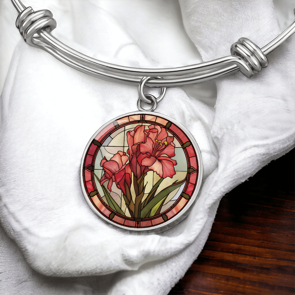 Gladiolus Bracelet - August Birth Flower Pendant Jewelry