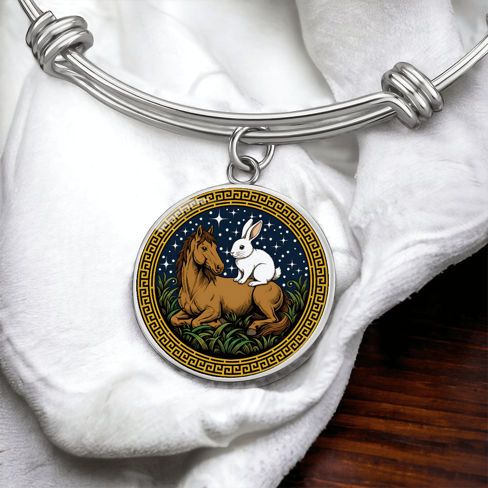 Rabbit and Horse Bracelet - Couples Chinese Zodiac Animal Pendant Jewelry