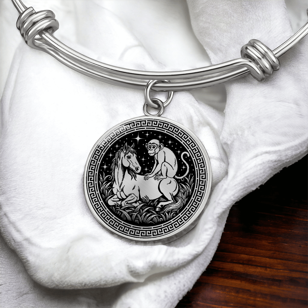 Monkey and Horse Bracelet - Couples Chinese Zodiac Animal Pendant Jewelry