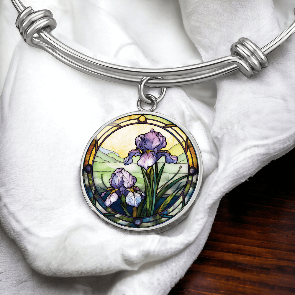 Iris Bracelet - February Birth Flower Pendant Jewelry