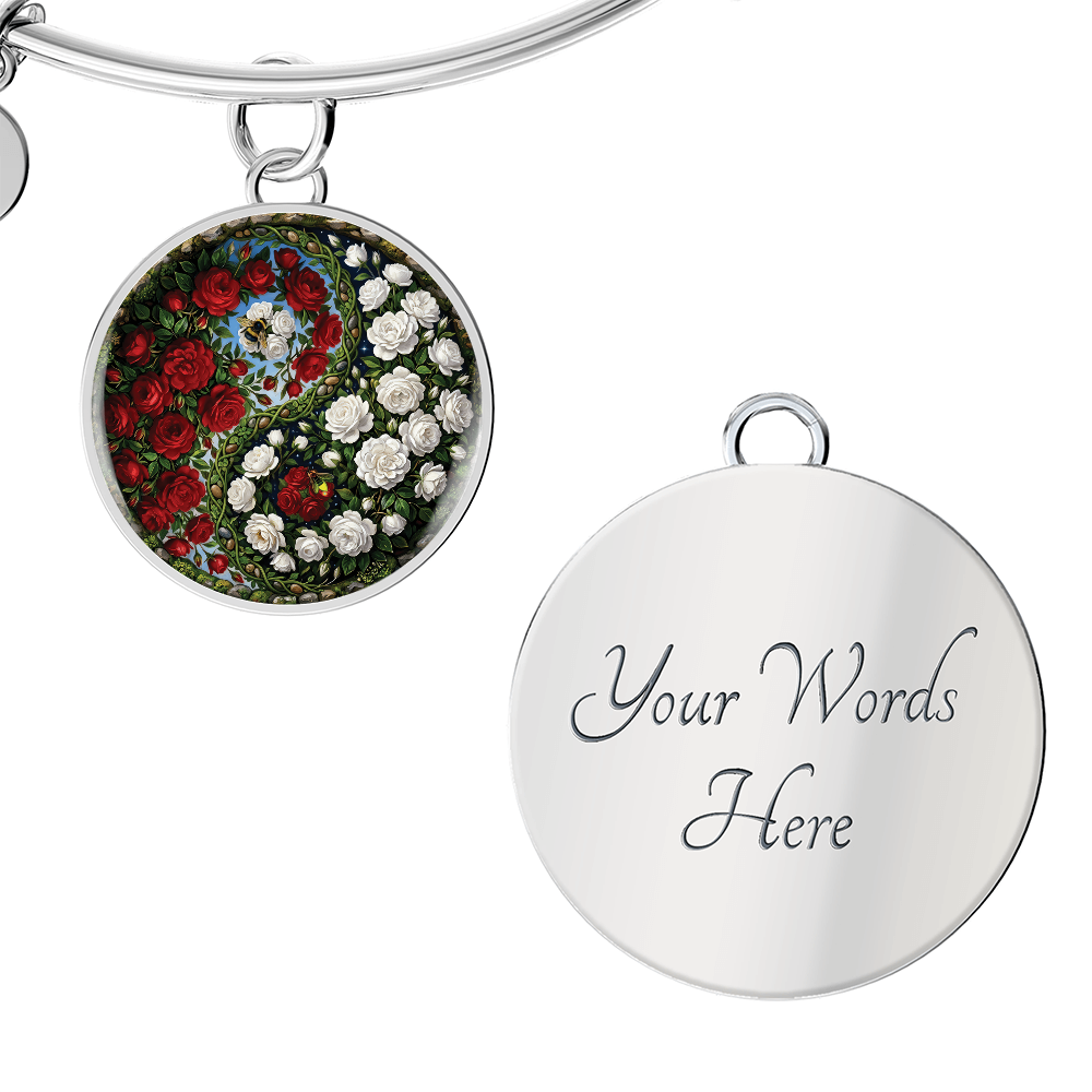 Rose Yin Yang Bracelet - June Birth Month Flower Pendant Jewelry