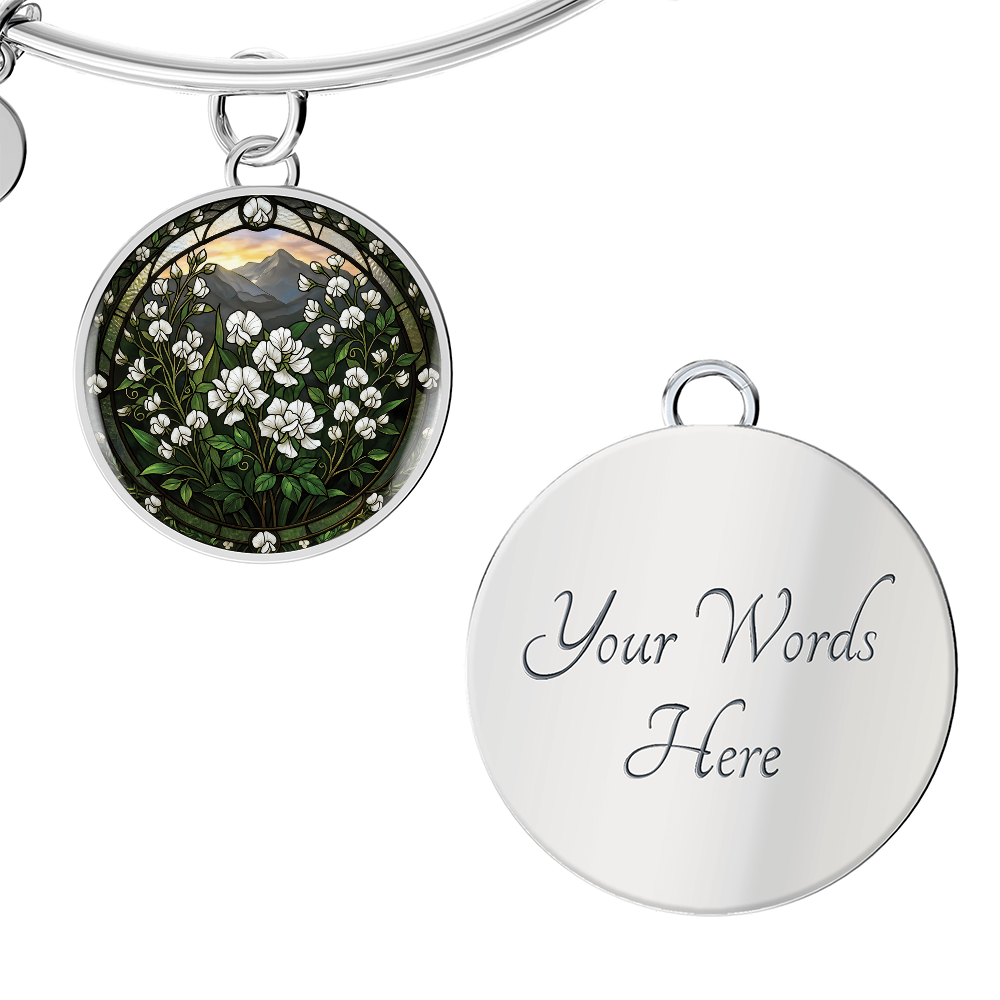White Sweet Pea Bracelet - April Birth Flower Pendant Jewelry