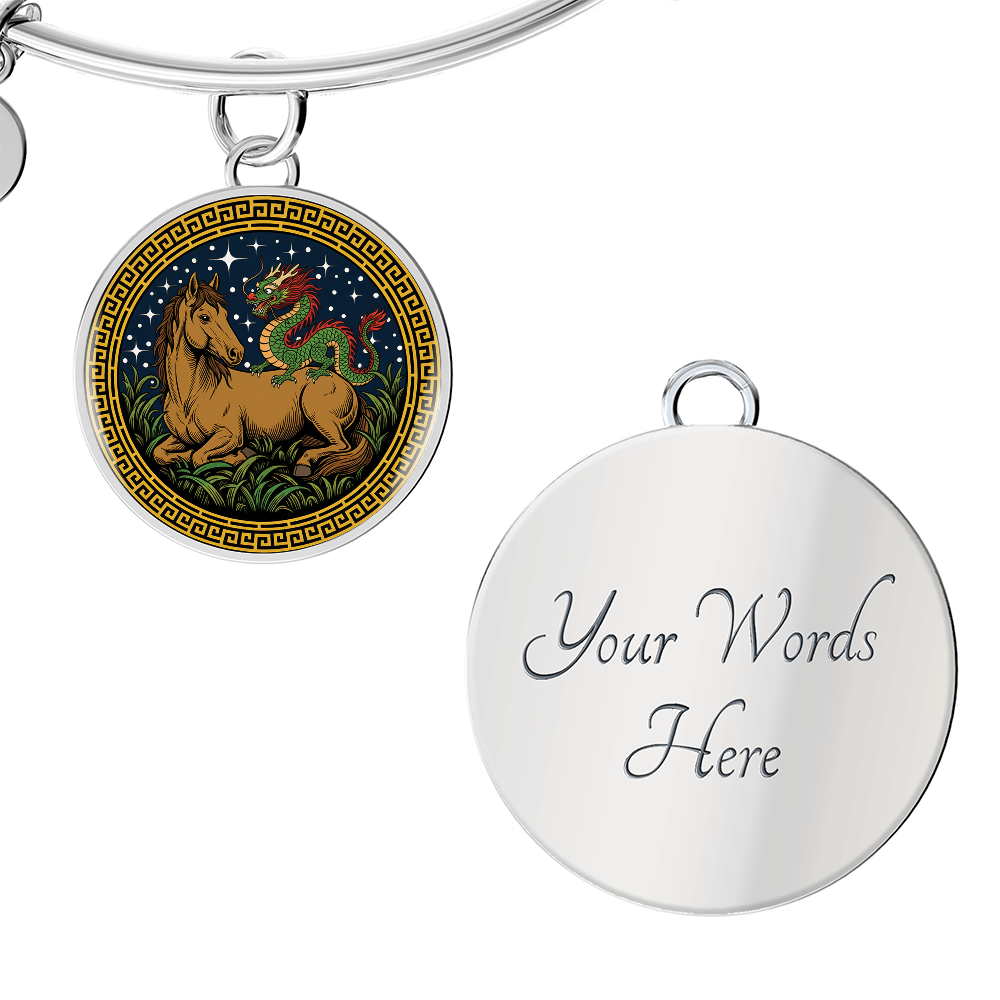 Dragon and Horse Bracelet - Couples Chinese Zodiac Animal Pendant Jewelry