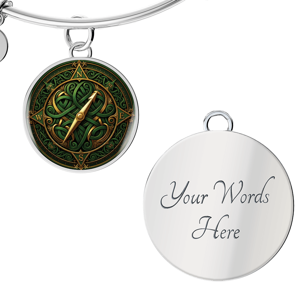Celtic Compass Rose Bracelet - Green Celtic Pendant Jewelry