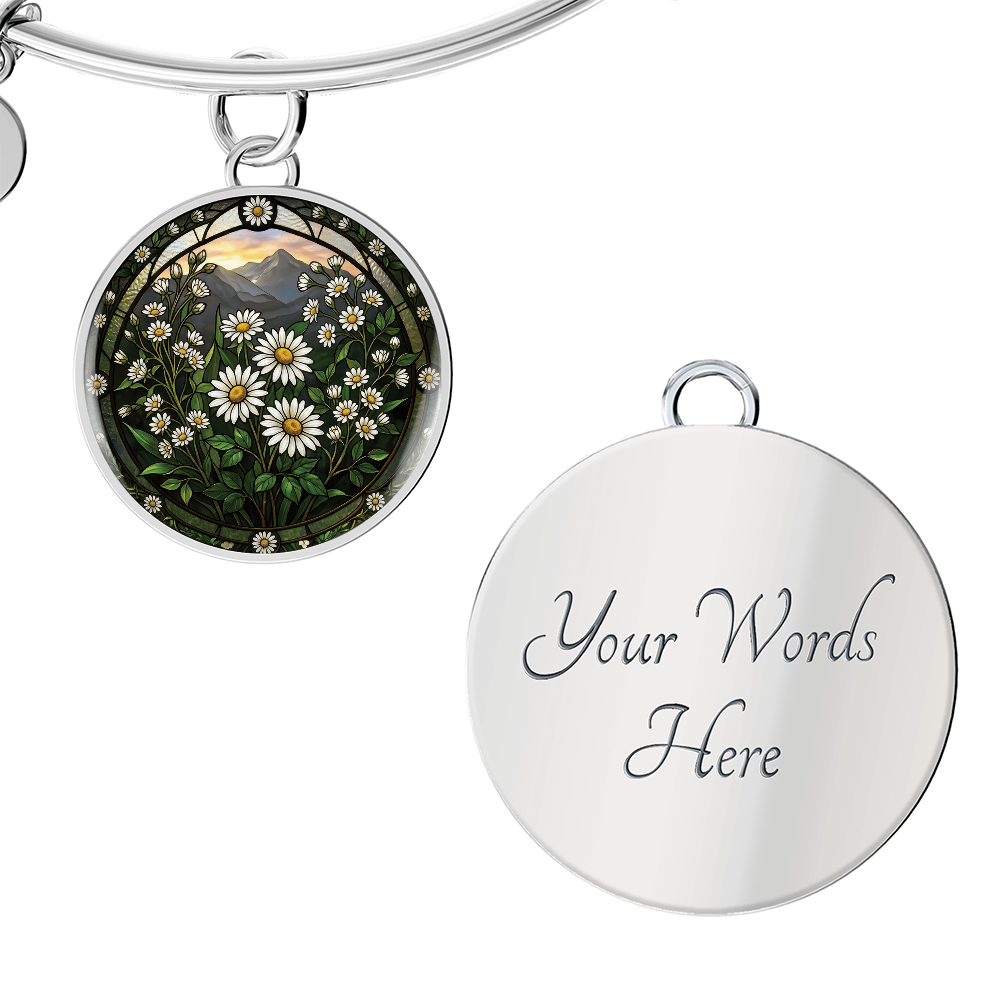White Daisy Bracelet - April Birth Flower Pendant Jewelry