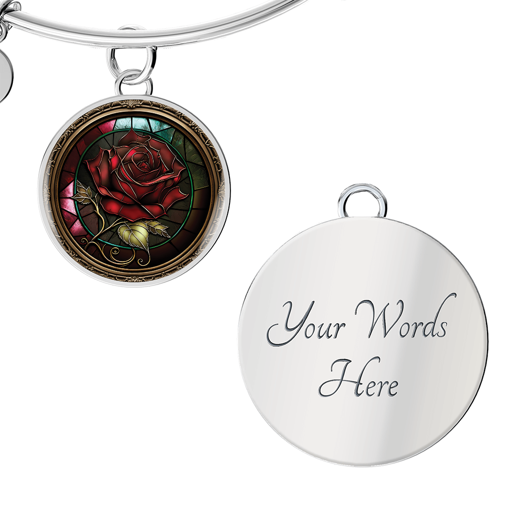 Red Rose Bracelet - June Birth Flower Pendant Jewelry