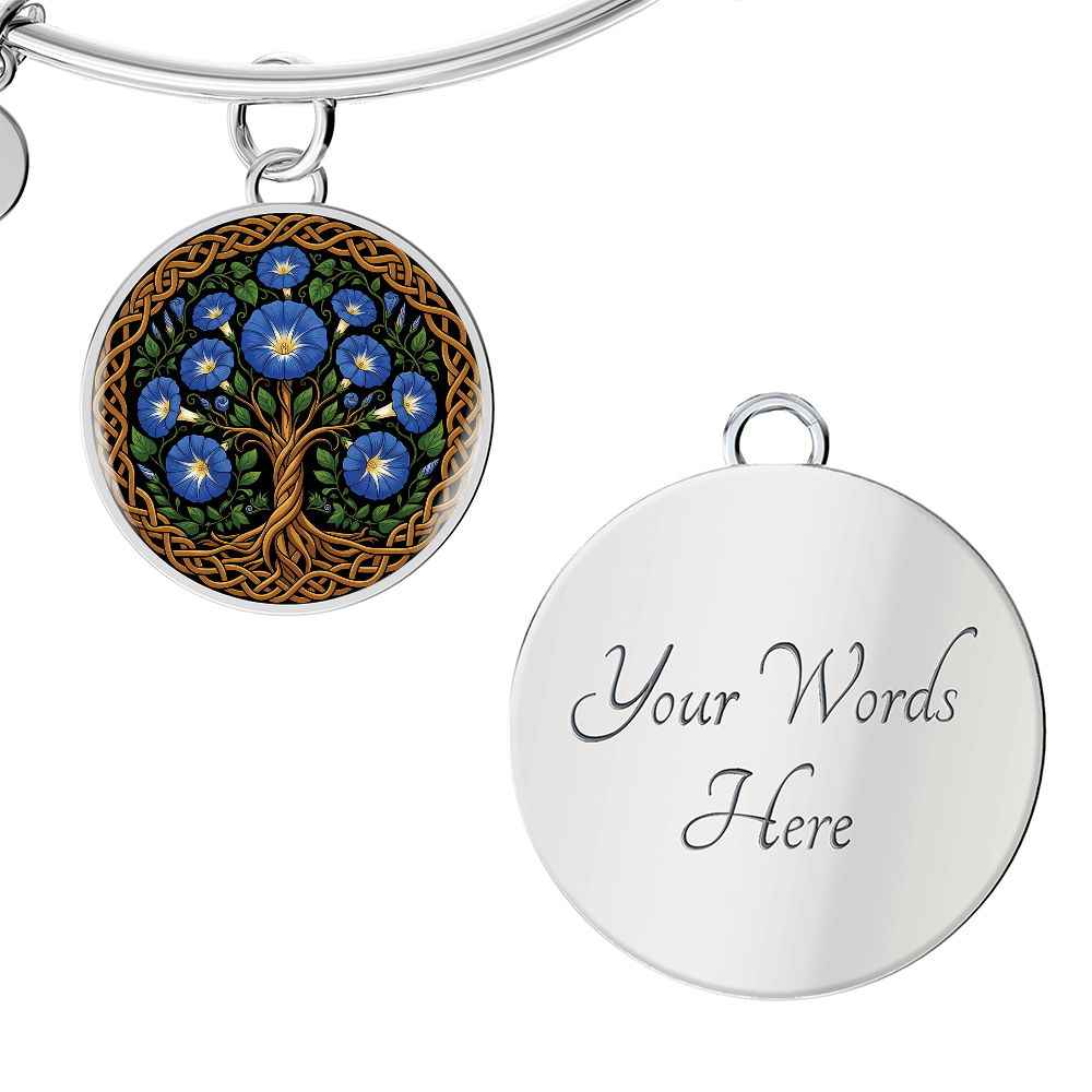 Celtic Tree of Life Pendant Bracelet - Morning Glory September Birth Flower Jewelry