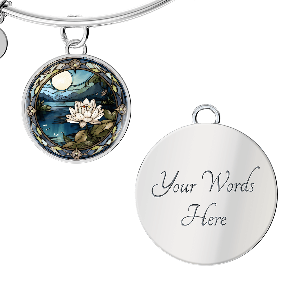 Water Lily Bracelet - July Birth Flower Pendant Jewelry