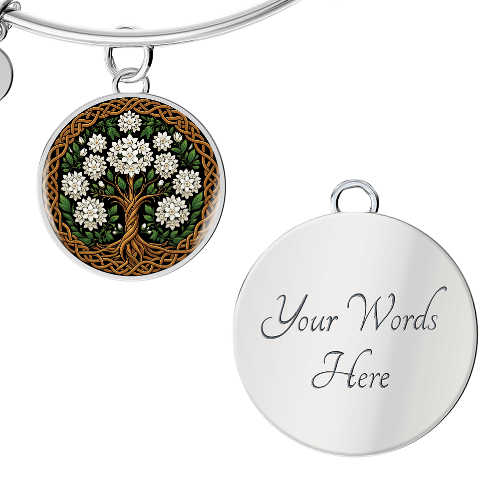 Celtic Tree of Life Pendant Bracelet - Narcissus December Birth Flower Jewelry