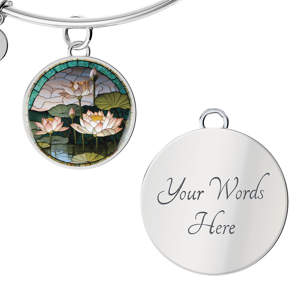 Water Lily Bracelet, July Birth Flower Pendant Jewelry