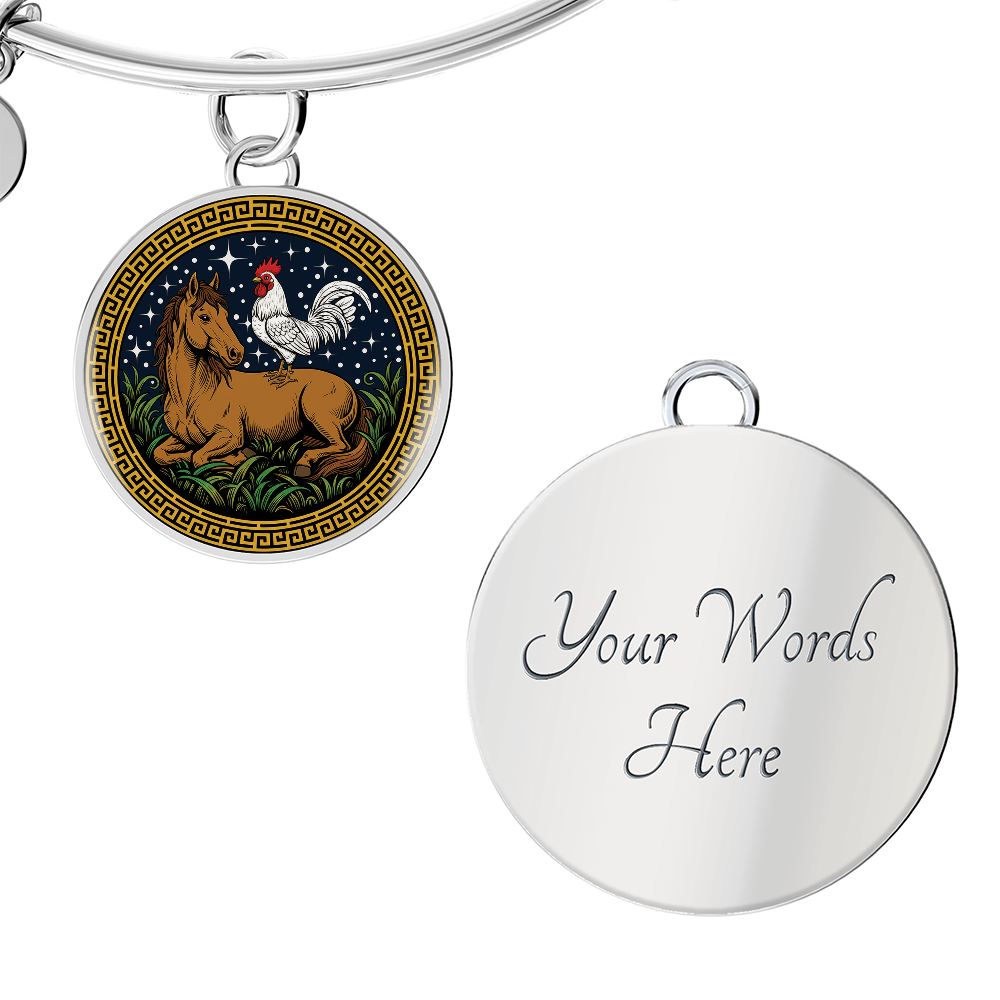 Rooster and Horse Bracelet - Couples Chinese Zodiac Animal Pendant Jewelry