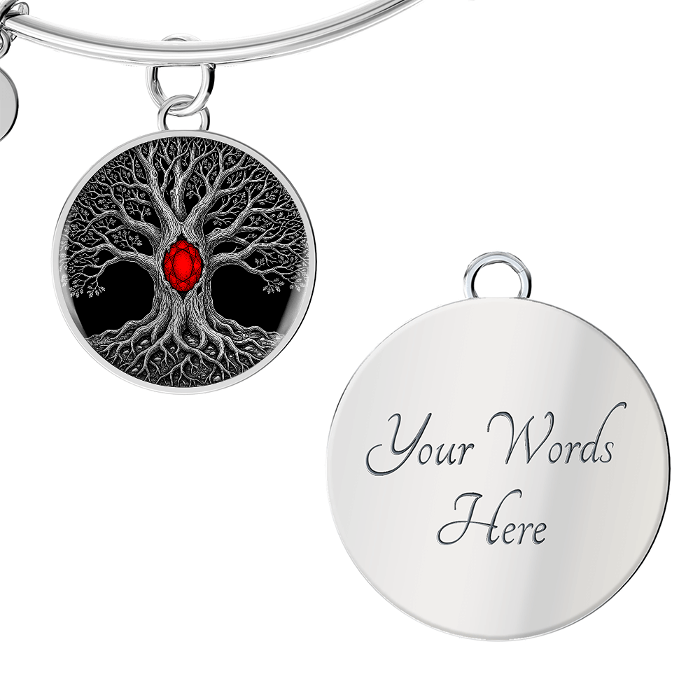 Tree of Life Bracelet - Red Birthstone Design