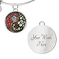 Red and White Morning Glory Yin Yang Bracelet - September Birth Month Flower Pendant Jewelry