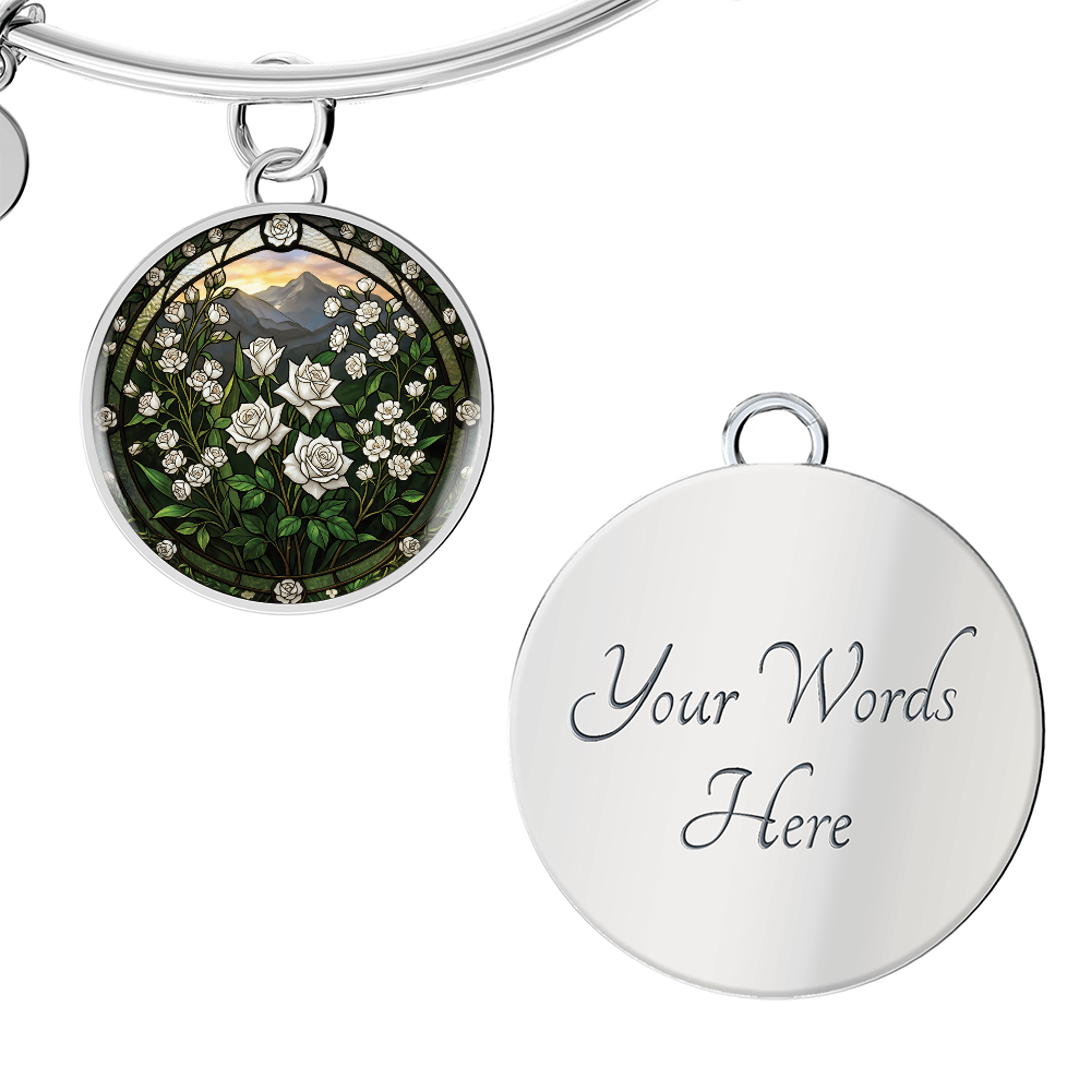 White Rose Bracelet - June Birth Flower Pendant Jewelry