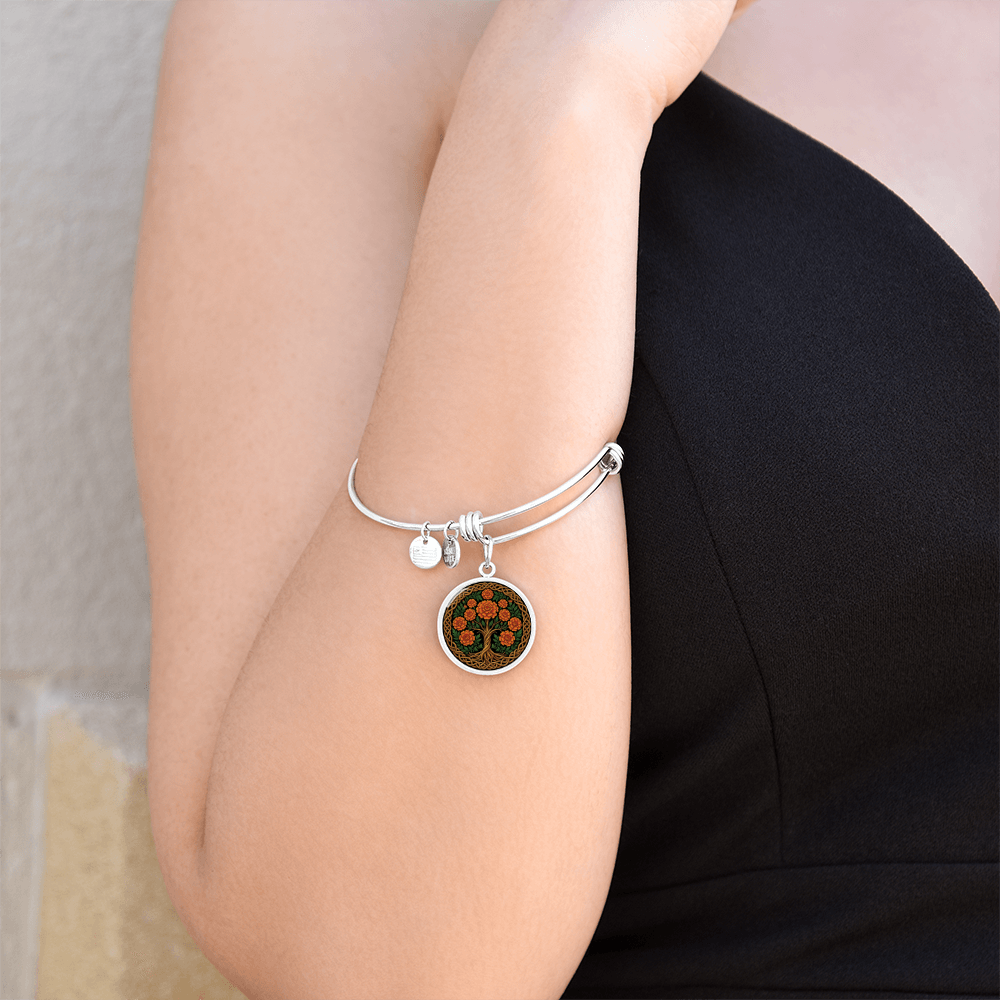 Celtic Tree of Life Pendant Bracelet - Marigold October Birth Flower Jewelry