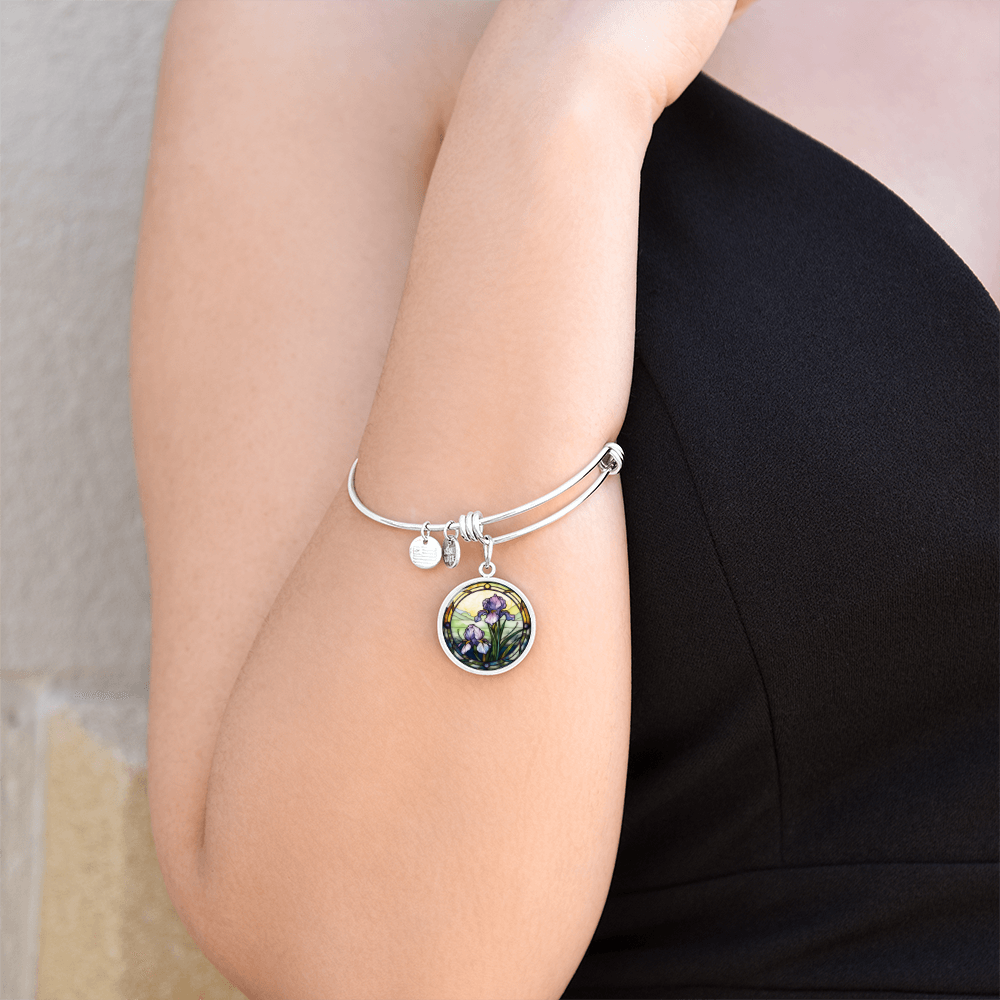 Iris Bracelet - February Birth Flower Pendant Jewelry