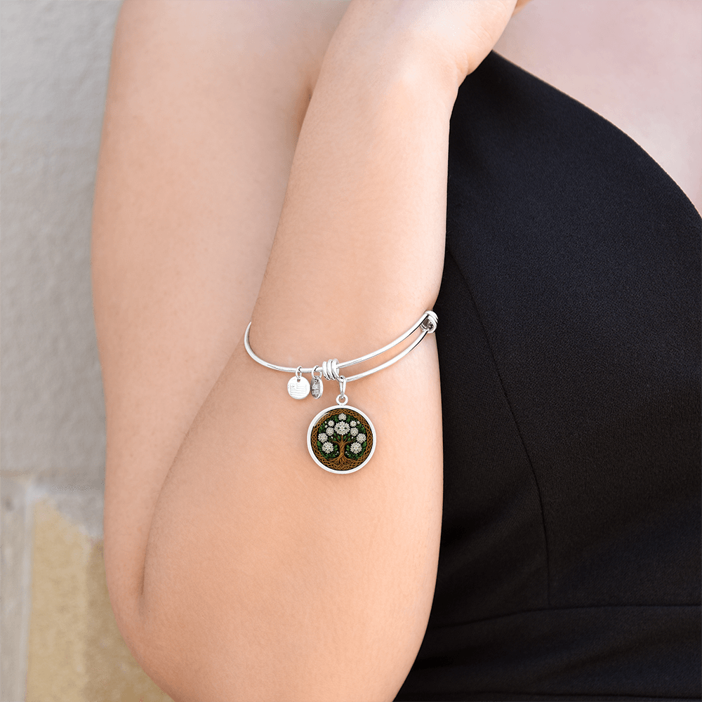 Celtic Tree of Life Pendant Bracelet - Narcissus December Birth Flower Jewelry