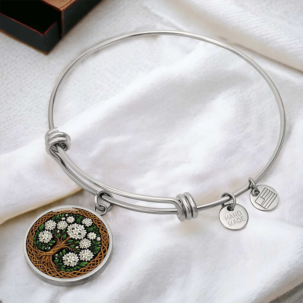 Celtic Tree of Life Pendant Bracelet - Narcissus December Birth Flower Jewelry