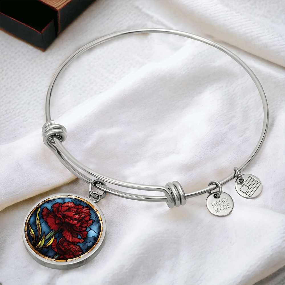 Carnation Bracelet - January Birth Flower Pendant Jewelry