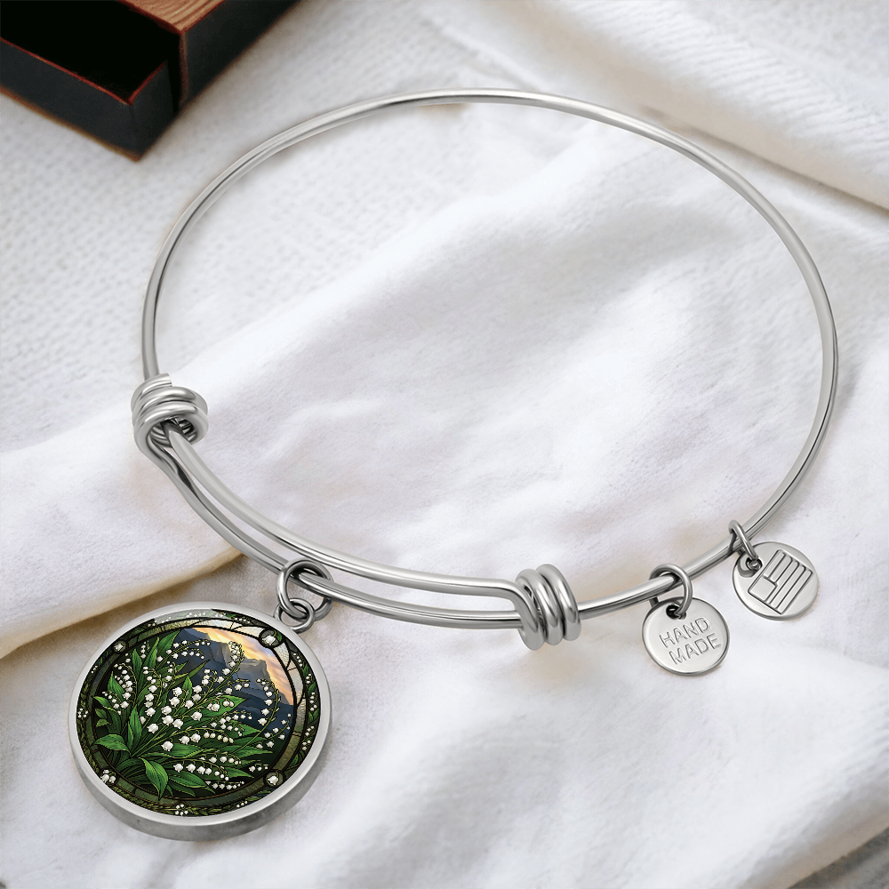 White Lily of the Valley Bracelet - May Birth Flower Pendant Jewelry