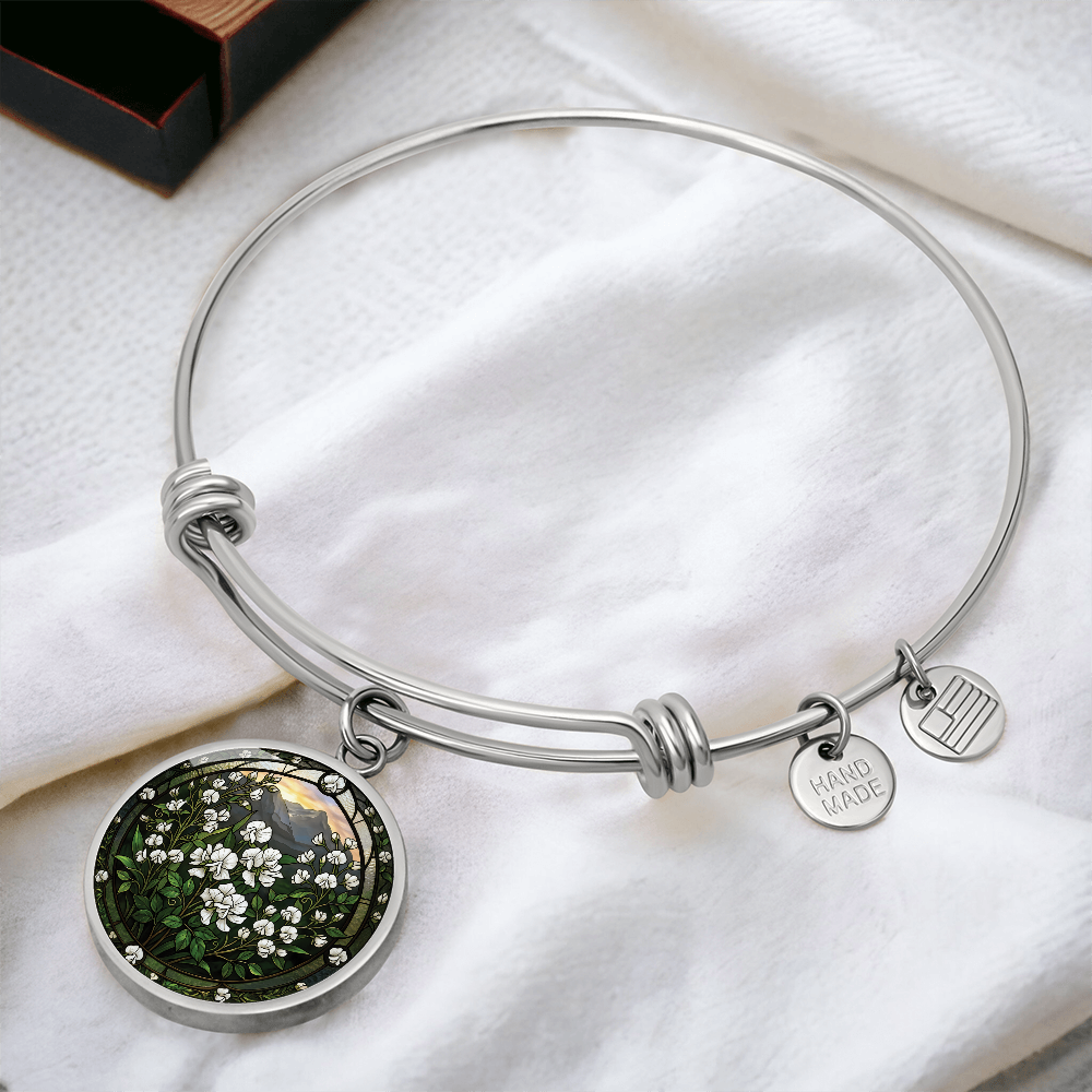 White Sweet Pea Bracelet - April Birth Flower Pendant Jewelry