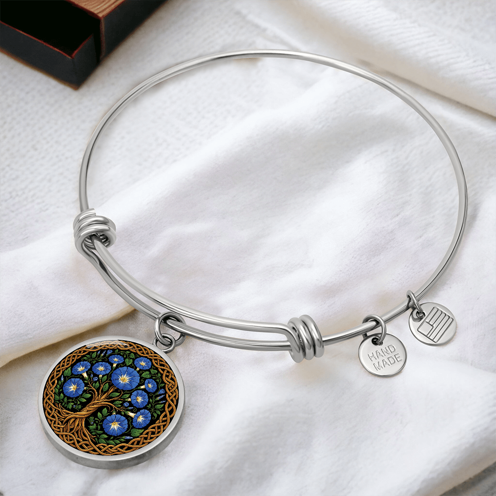 Celtic Tree of Life Pendant Bracelet - Morning Glory September Birth Flower Jewelry