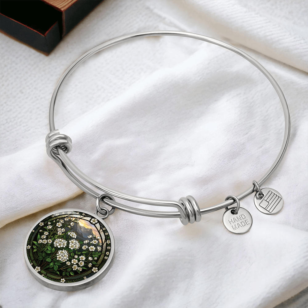 White Hawthorn Bracelet - May Birth Flower Pendant Jewelry