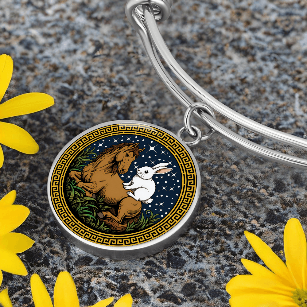 Rabbit and Horse Bracelet - Couples Chinese Zodiac Animal Pendant Jewelry