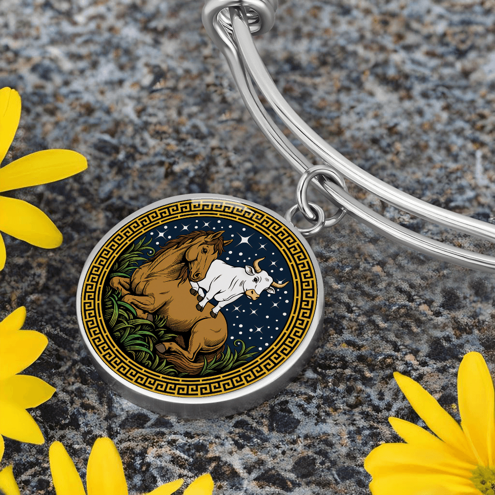 Ox and Horse Bracelet - Couples Chinese Zodiac Animal Pendant Jewelry